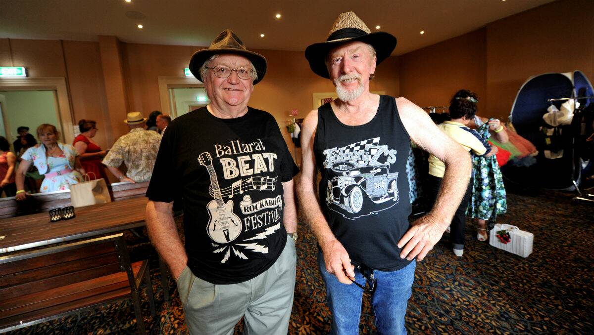 Leon Cumming and Kevin Holden at the Ballarat Beat Rockabilly Festival. PICTURE: JEREMY BANNISTER