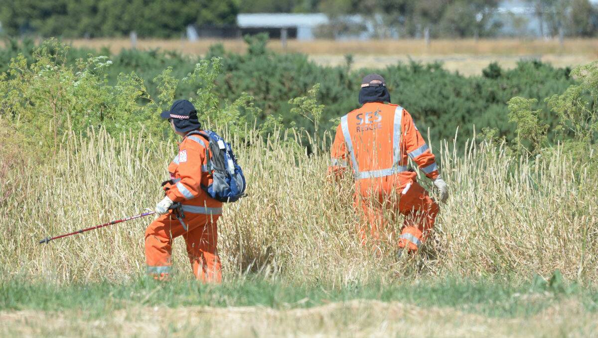 Police and SES crews searched grassland near Grant Street in Sebastopol for the missing man.