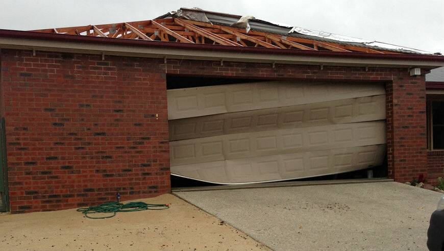 A home in Ballarat North damaged by the storm. PICTURE: TOM MCILROY
