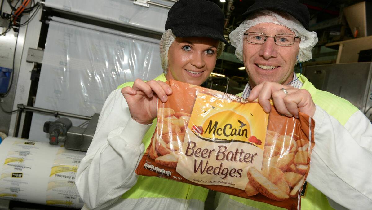 Amber Venville and Gavin Lett at the McCain Foods factory in Wendouree in Ballarat. PICTURE: KATE HEALY