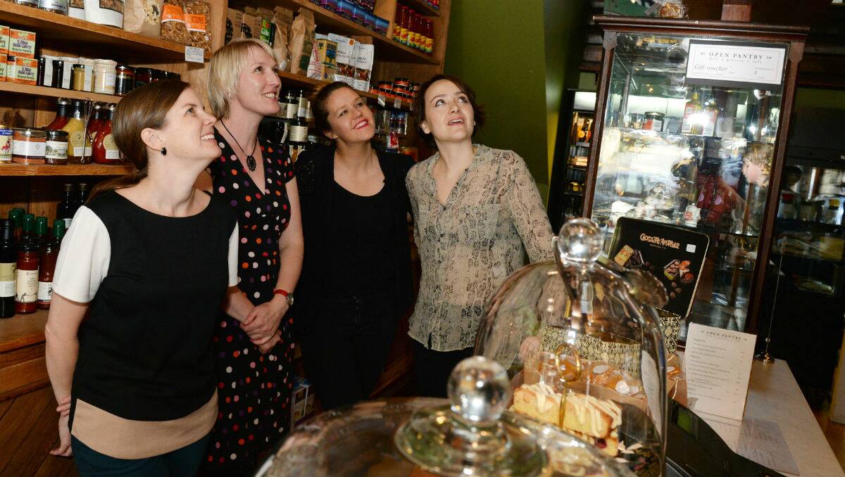 Journalists Kellie Connolly, Cinda Stevens, Victoria Hannaford and Alice Wasley at Open Pantry. PICTURE: KATE HEALY