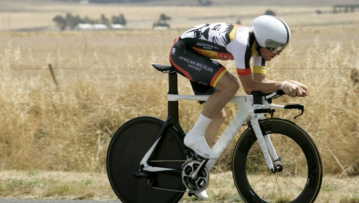 Rhys Gillett at the start of the time trial in Burrumbeet. PICTURE: CRAIG HOLLOWAY