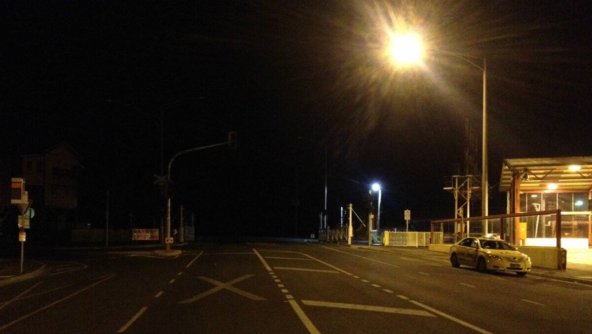 Lydiard Street North past the train station was dark during the blackout. PICTURE: THE COURIER