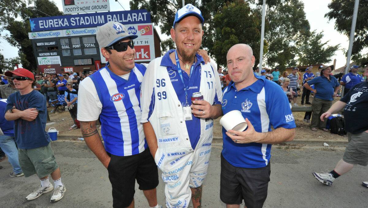 Jeremy Balmer, Paul Liepfig and Paul Mihan at Eureka Stadium. PICTURE: JEREMY BANNISTER