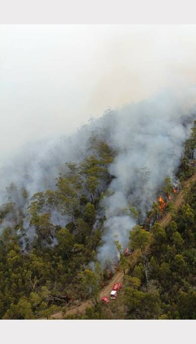 Fighting the Forcett Fire from the sky. PHOTO: WAYNE RIGG.