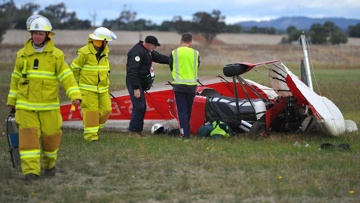 Light aircraft crash at Wagga airport. Picture: Addison Hamilton