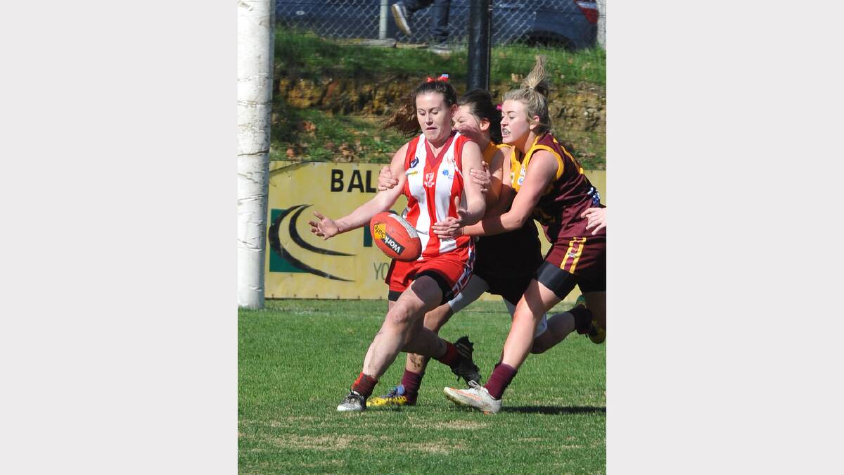 Ballarat's Maighan Fogas in Ballarat Football League's youth girls football, Ballarat v Redan. PICTURE: LACHLAN BENCE
