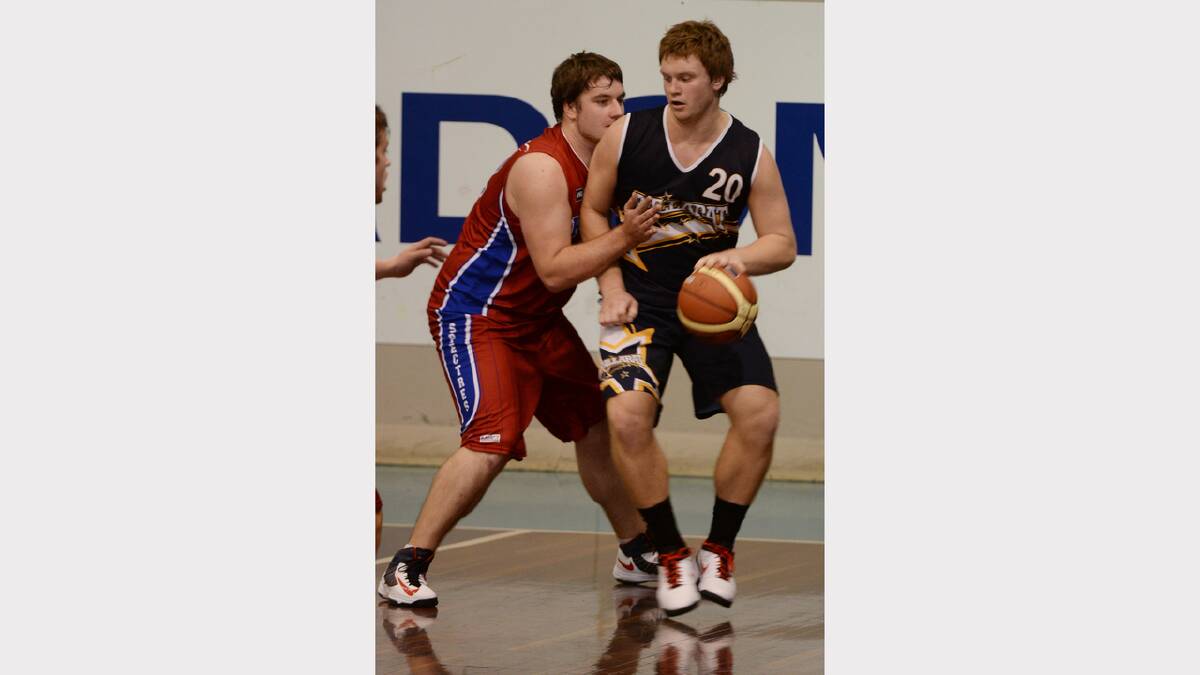 BIG V YOUTH BASKETBALL - MINERS V NUNAWADING SPECTRES, Lachlan Lloyd (Spectres) and James McMaster (Miners)