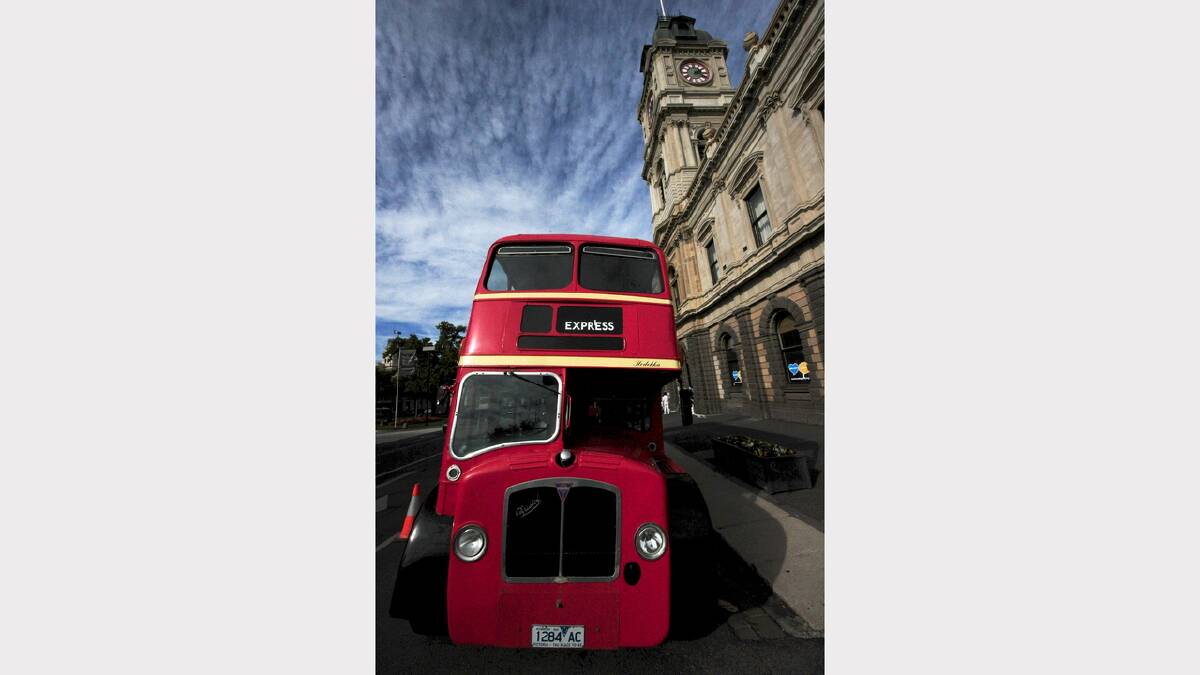 Double decker bus at Town Hall.