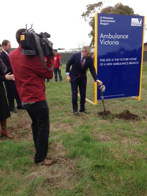 Health Minister David Davis turned the first sod on Creswick's new ambulance station in August.