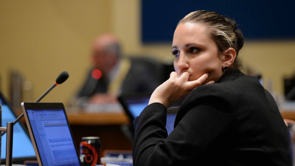 City of Ballarat councillor Amy Johnson during a council meeting at Town Hall. PICTURE: ADAM TRAFFORD