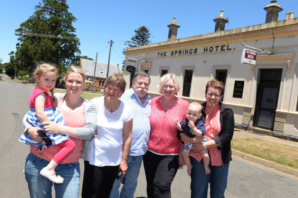 A group of Waubra residents are angry over Waubra Foundation's refusal to change name. Pictured are: Leonie Allen, Memphis Allen, Phyllis Bourke, Alf Gatt, Kerryn Gallagher, Karen Molloy and Flynn Allen.