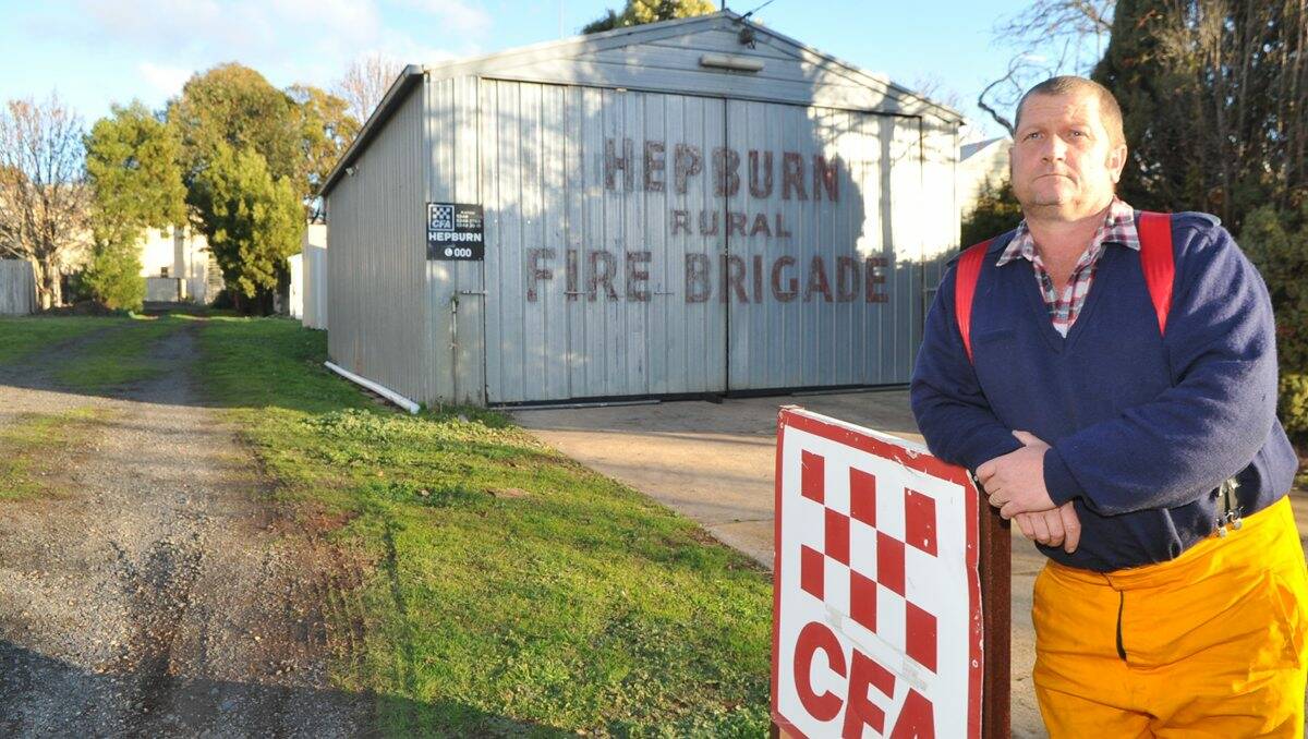 Hepburn Rural Fire Brigade captain Barry Yanner outside the brigade's "tin shed".
