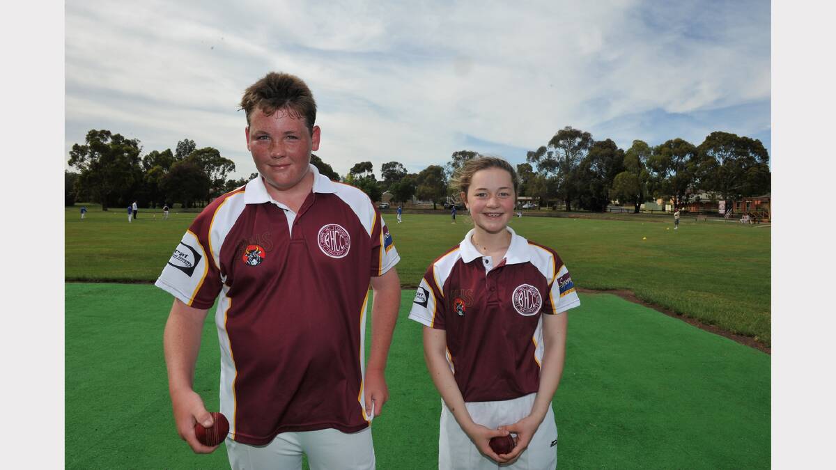 UNDER-14 BLUE Brown Hill v Golden Point. Brown Hill's Ben O'Keefe and Isobel Hoye. PICTURE: LACHLAN BENCE.