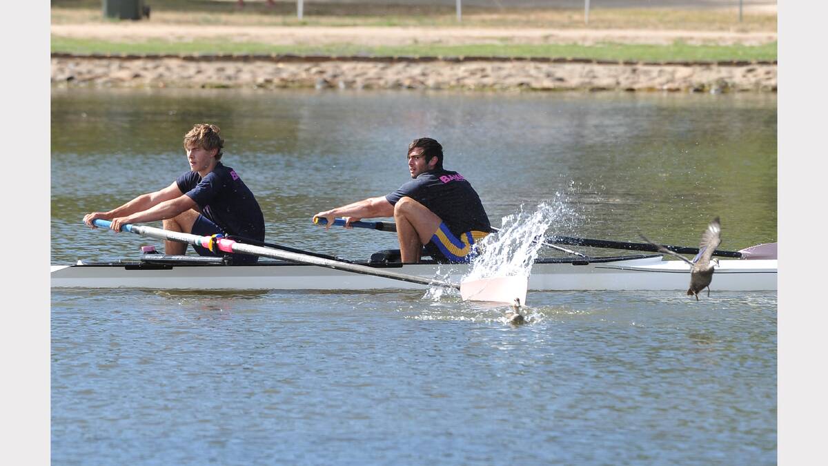 Ballarat Rowing Association Regatta. Male under 21 coxless pair: Banks' Nick Sanders and Michael Wicks. PICTURE: LACHLAN BENCE