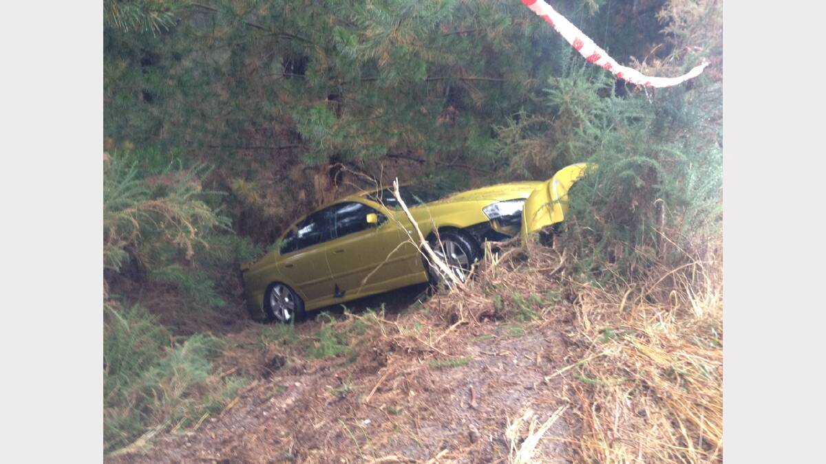 This car went down an embankment near Carngham. PICTURE: JORDAN OLIVER