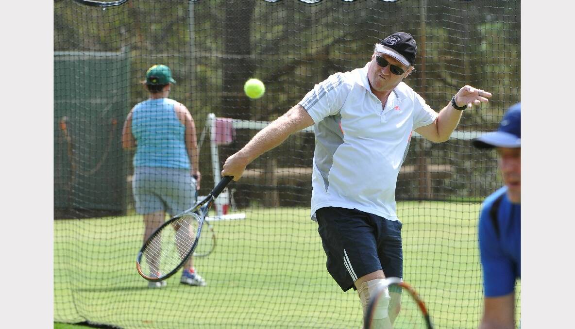 Mount Prospect tennis, A grade pennant. Kingston Red's Phil Hughes. PICTURE: LACHLAN BENCE
