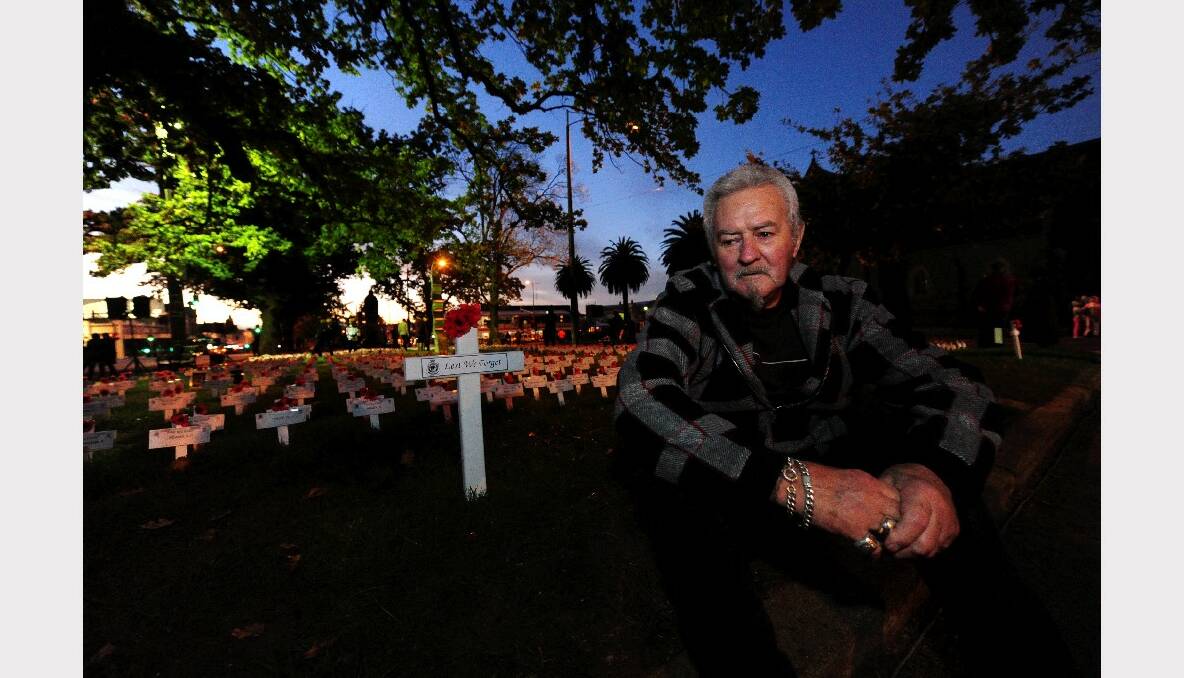 Mick Eaton was remembering his uncles who served in Papua New Guinea in World War II. Thousands have attended this year's Anzac Day dawn service at the Cenotaph in Sturt Street. PICTURE: JEREMY BANNISTER