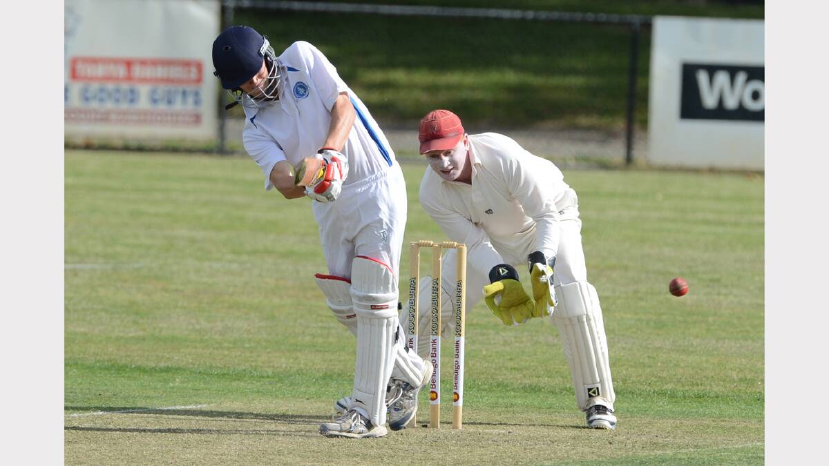 Cricket club firsts between Golden Point and Wendouree. Sam Cue (GP) and Heath Pyke (Wen). PICTURE: KATE HEALY. 