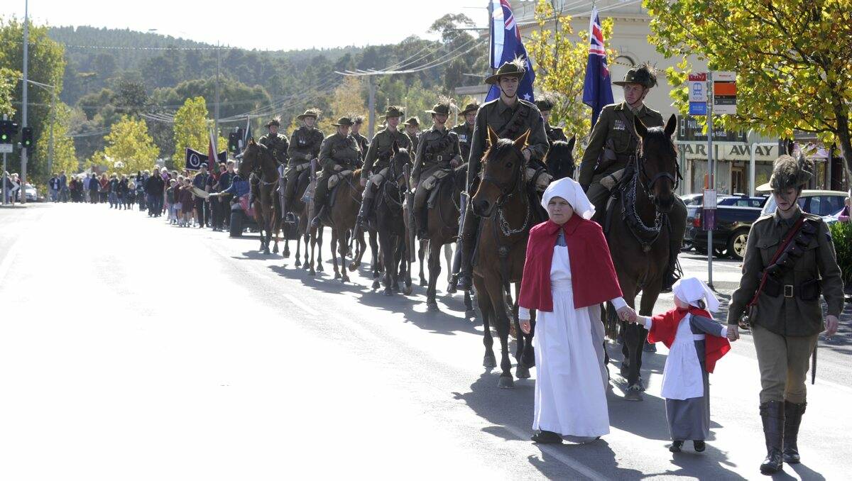 Young and old attended Creswick's Anzac Day march this morning. PICTURE: JUSTIN WHITELOCK