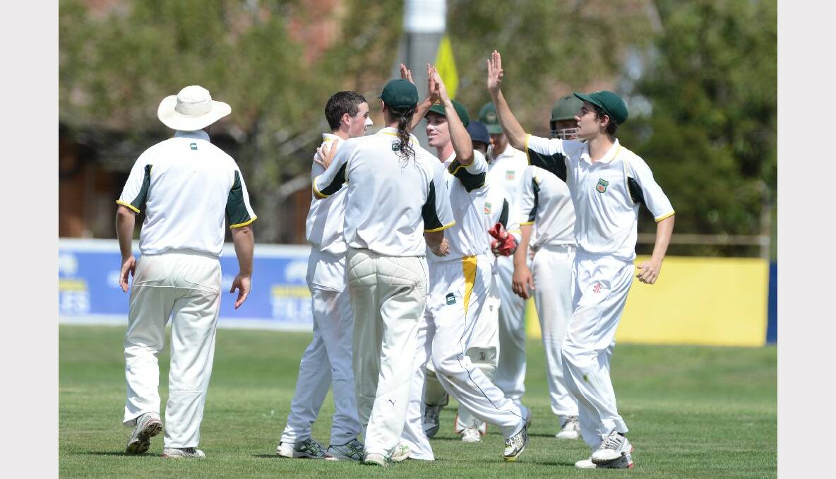 Ballarat Cricket Association club firsts semi final. Napoleons-Sebastopol v Darley. Naps-Sebas celebrating Nathan Doonan's catch. PICTURE: KATE HEALY