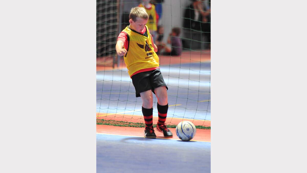 Josh Clark at the Futsal clinic. PICTURE: LACHLAN BENCE.