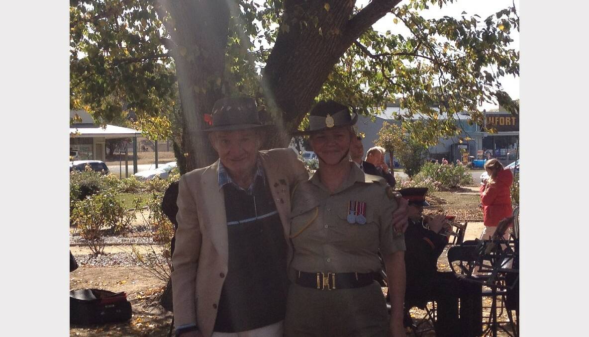 Beaufort World War II digger Hank Daniel, pictured with daugther Kim Owen, described Anzac Day as one of the greatest days of the year. PICTURE: PATRICK BYRNE