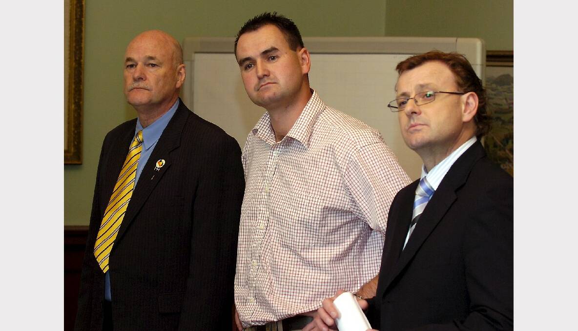 2008: Ballarat City Councillor Wayne Rigg, centre, sparked a damning state government investigation into council when he asked the local government minister to investigate conflicts of interest and a lack of governance and accountability by councillors and senior council officers. It resulted in councillor Gary Anderson and former mayor David Vendy, pictured left, facing charges of failing to declare an interest, and several officers and councillors criticised for inappropriate actions. Vendy, pictured top left, was later fined by a court, as was Anderson. Rigg resigned from council and CEO Richard Hancock, pictured right, who was criticised for providing jobs for mates, left the role.