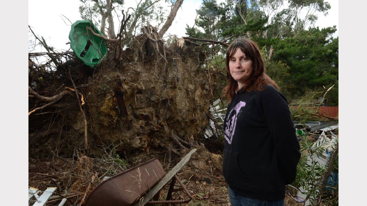 Storm damage: The backyard of Narelle Dopper's parents' Ballarat East home copped the full brunt of Thursday afternoon's storm. PICTURE: ADAM TRAFFORD