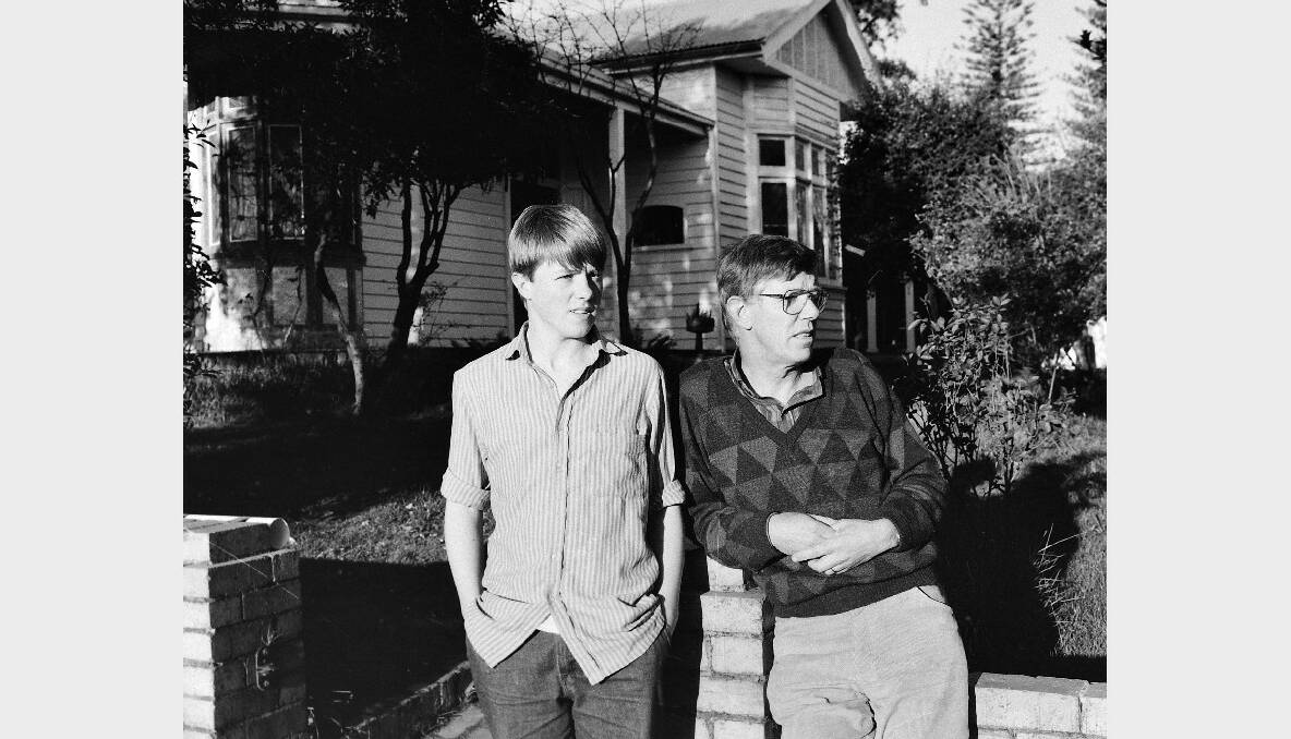 SEPTEMBER 28, 1986: The day after he shot dead police officer Maurice Moore in Maryborough, one-legged killer Robert Nowell walked into a Ballarat North home and gave himself up. It just happened to belong to then Courier photographer Herman Ruyg, who was gardening at the time. Herman is pictured here with his son Tim Ruyg.
