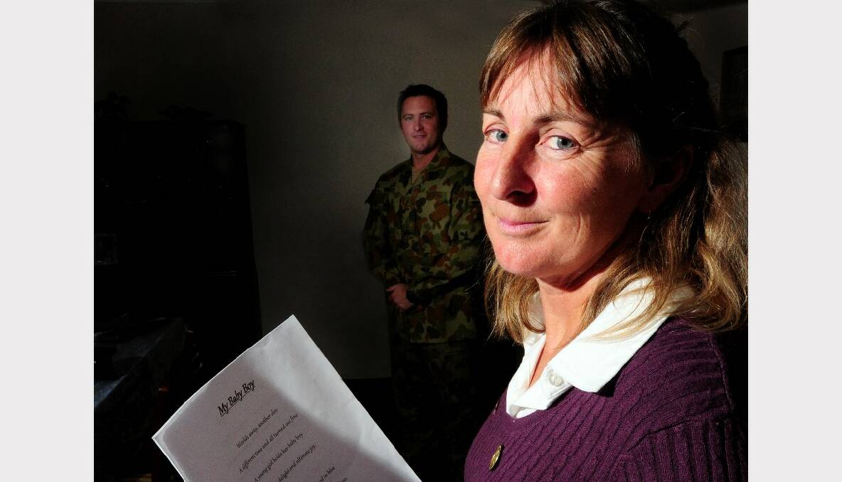 Karyn Kelly has written a poem to her son Pte Aaron Ford, who is about to head to Afghanistan next month. PICTURE: JEREMY BANNISTER
