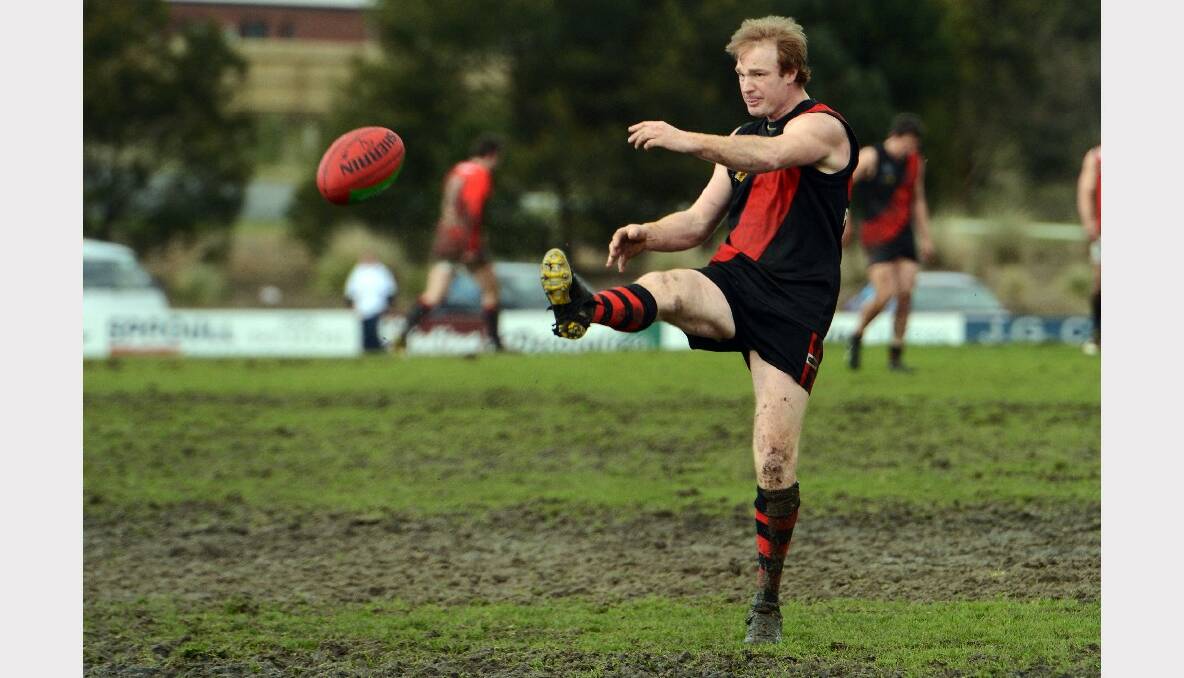 Buninyong's Mark Phelps in the match against Skipton. PICTURE: KATE HEALY. 