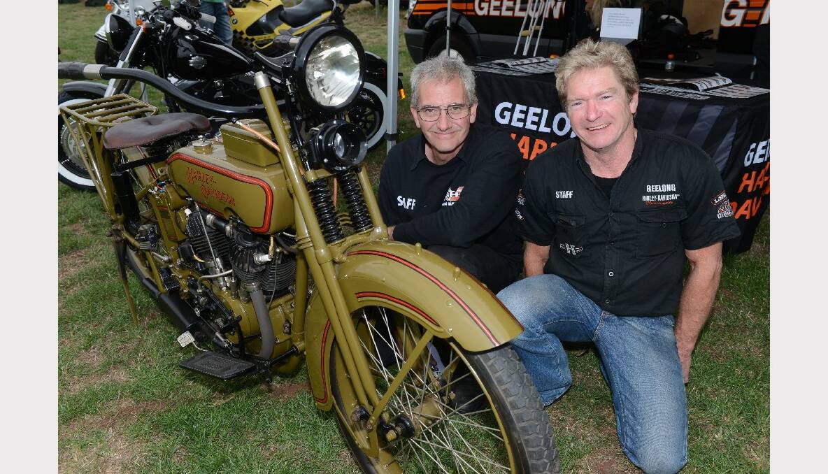 Paul Hallam and Colin Jones of Geelong Harley-Davidson. PICTURE: KATE HEALY