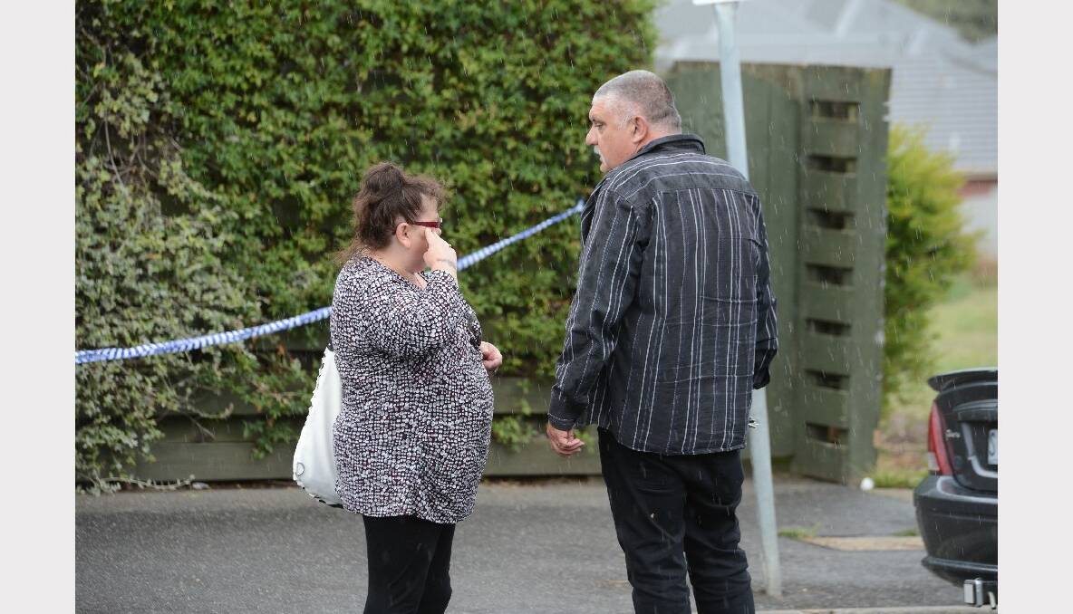 Witnesses after an armed robbery in Black Hill. PICTURE: KATE HEALY