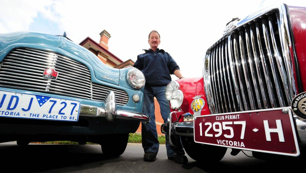 A number of vintage cars that appeared in the Dr Blake Mysteries will be on display in Camp Street at Heritage Weekend, including these owned by Mike Simpson. PICTURE: JEREMY BANNISTER