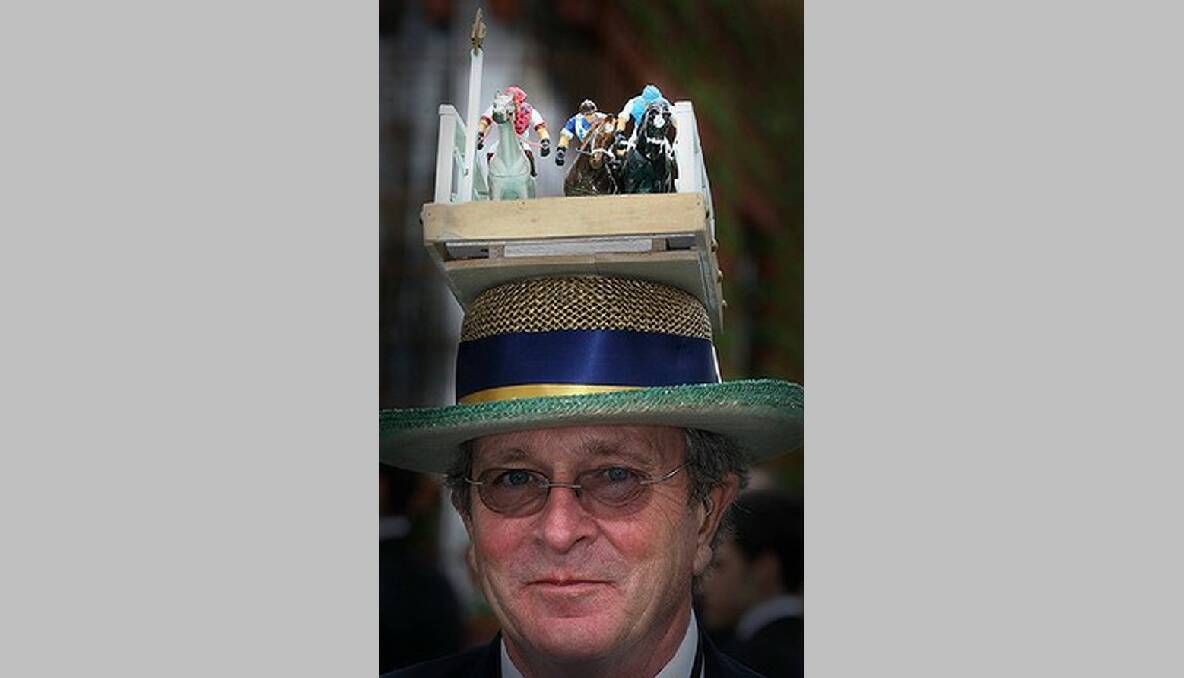 Berman White with his hat at the 2006 Melbourne Cup. Photo: Sebastian Costanzo