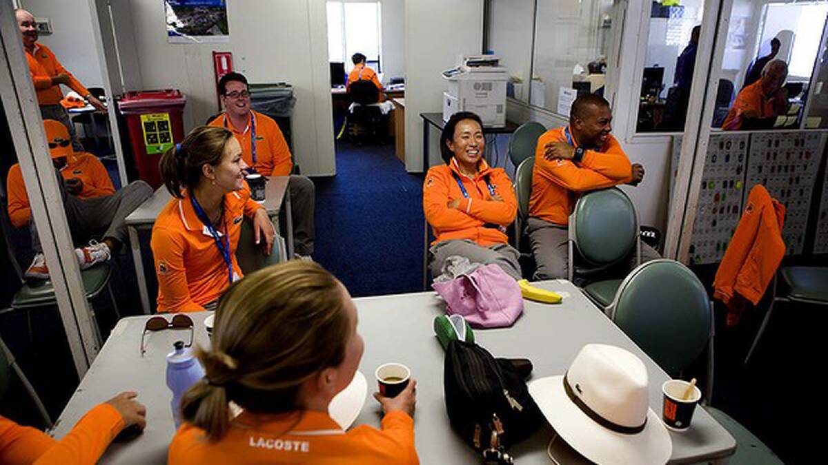 The umpires room at Melbourne Park. Photo: Paul Jeffers