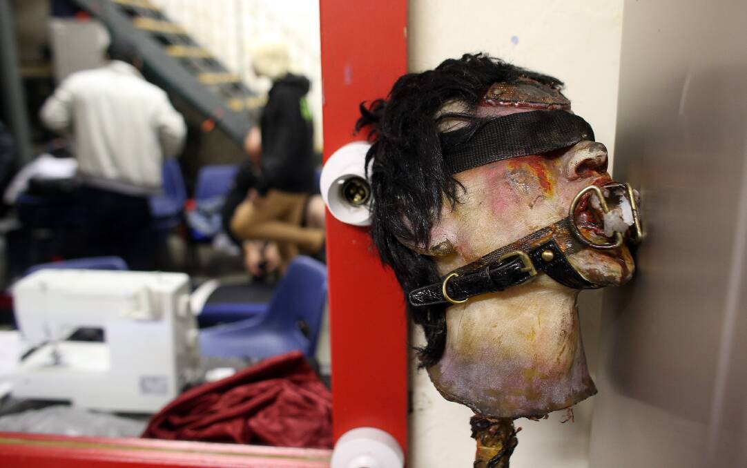 A gory prop is seen backstage as performers from the controversial Circus of Horrors prepare to rehearse ahead of their Halloween weekend performances at Wookey Hole on October 24, 2012 in Wells, England. Photo by Matt Cardy/Getty Images