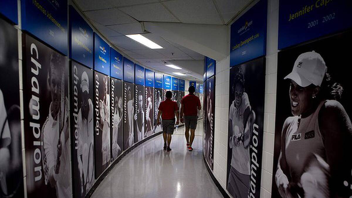 The Walk Of Champions corridor at Melbourne Park. Photo: Paul Jeffers