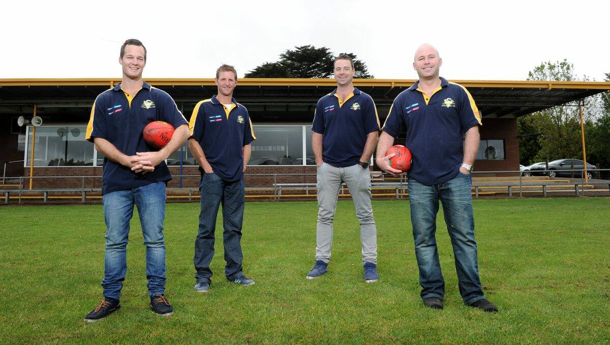 Learmonth’s Brenton Powell (senior coach), Paul Phillips (assistant Coach), Wade Veldhuis (reserves coach) and president Matt Hines. 