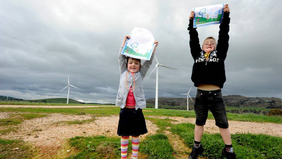 James and Cate at the Waubra wind farm.