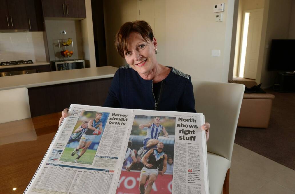 Footballer Drew Petrie’s mum Sue travels to Melbourne every weekend to see her son’s games.