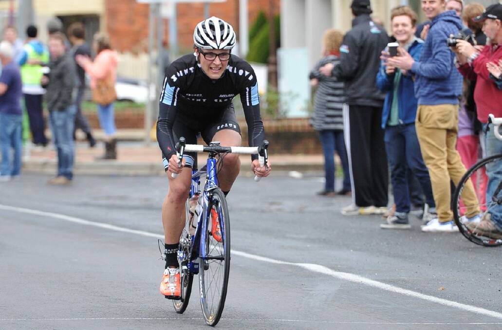 Matthias Kiernan pedals his way to victory in the Fred Icke Handicap road race event at Creswick.