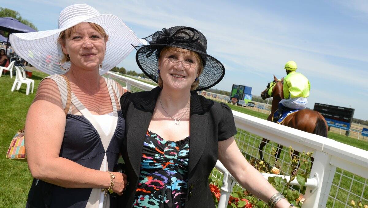 Cup fun: Tracey Ho of Trawalla and Liz Fair from Moonee Ponds enjoying their day at the Ballarat Cup on Sunday. PICTURE: KATE HEALY