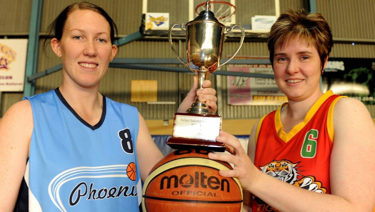 Game on: Pheonix’s Kate Willey and Celtic Tigers’ Kim Castles are set to do battle in tonight’s Ballarat Basketball Association A-grade grand final. PICTURE: LACHLAN BENCE 