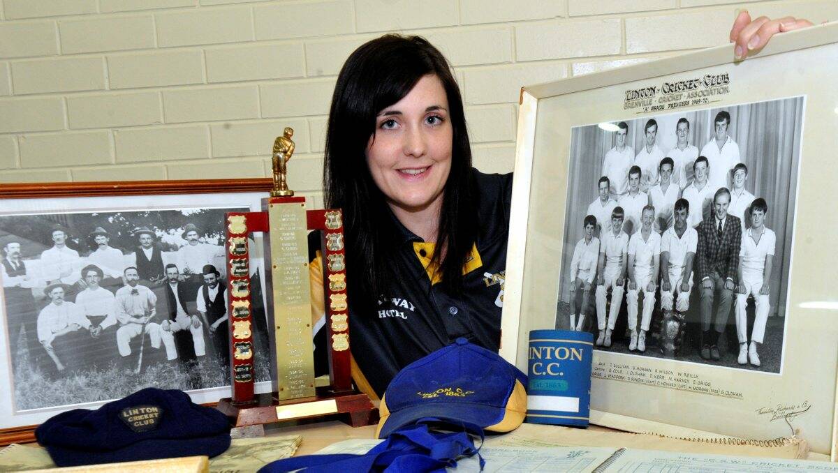 Linton Cricket Club secretary Belinda Griffin with some of the memorabilia that will be on display during the club’s 150-year celebrations. PICTURE: JEREMY BANNISTER