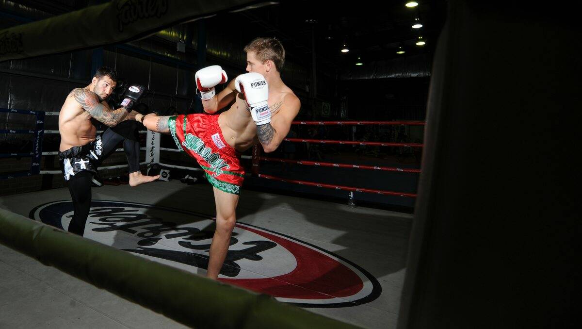 FIGHT: Steve Moxon and Cobie Brigham are putting Ballarat’s Barbarian Muay Thai Gym on the martial arts map. 