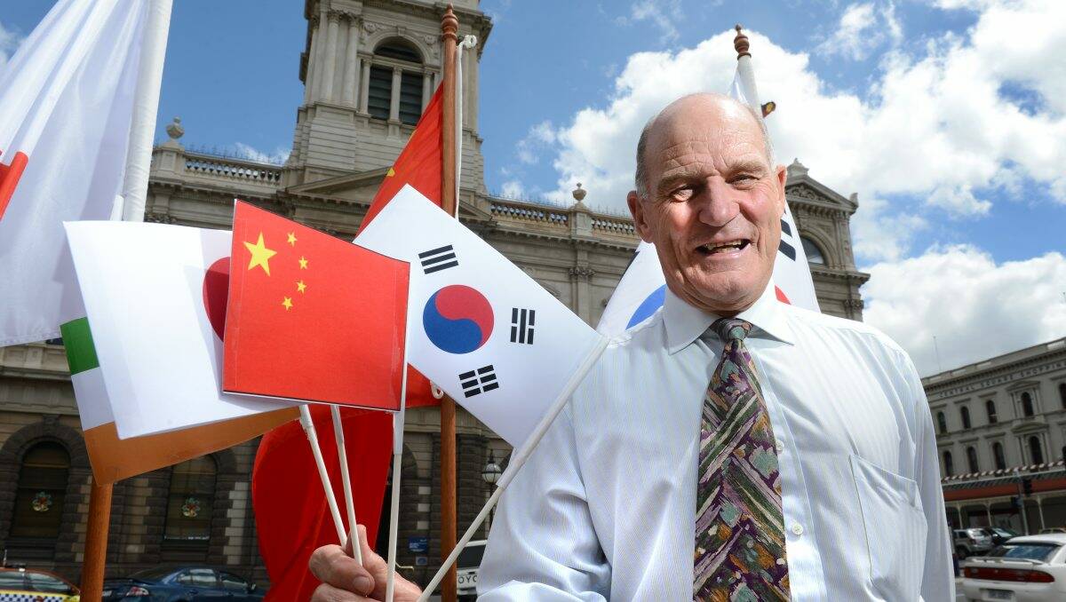 Ballarat Mayor John Burt launching the “Back the Bid” campaign for Ballarat to host a nation during the 16th Asian Cup in Australia in 2015.  PICTURE: ADAM TRAFFORD