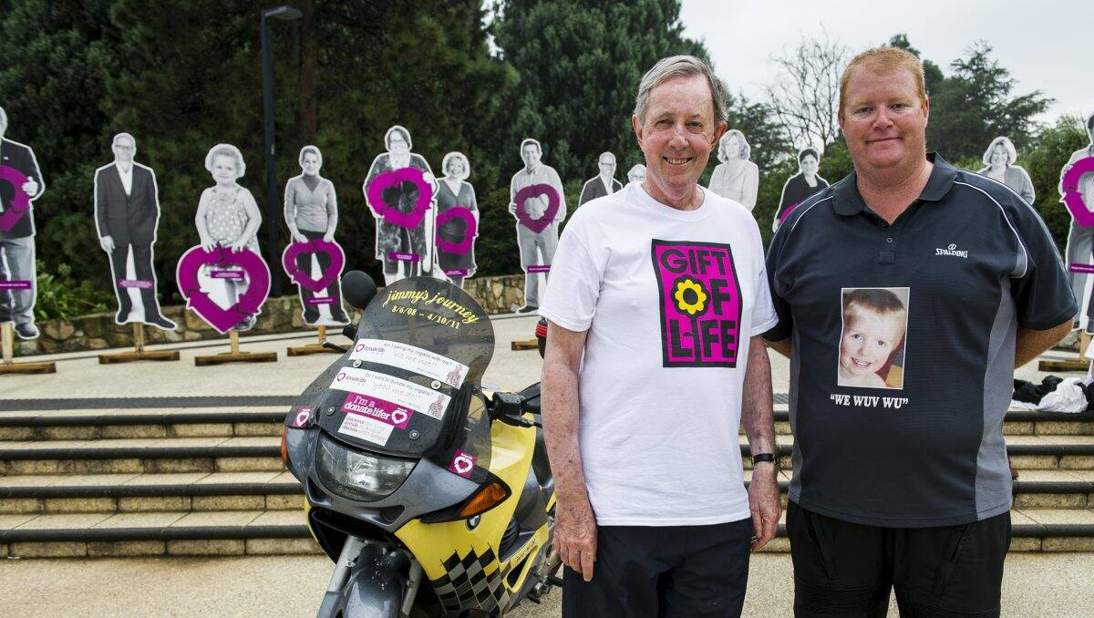 President of the Donate Life Walk, David O’Leary, left, with Jon Seccull in Canberra. PICTURE: ROHAN THOMSON