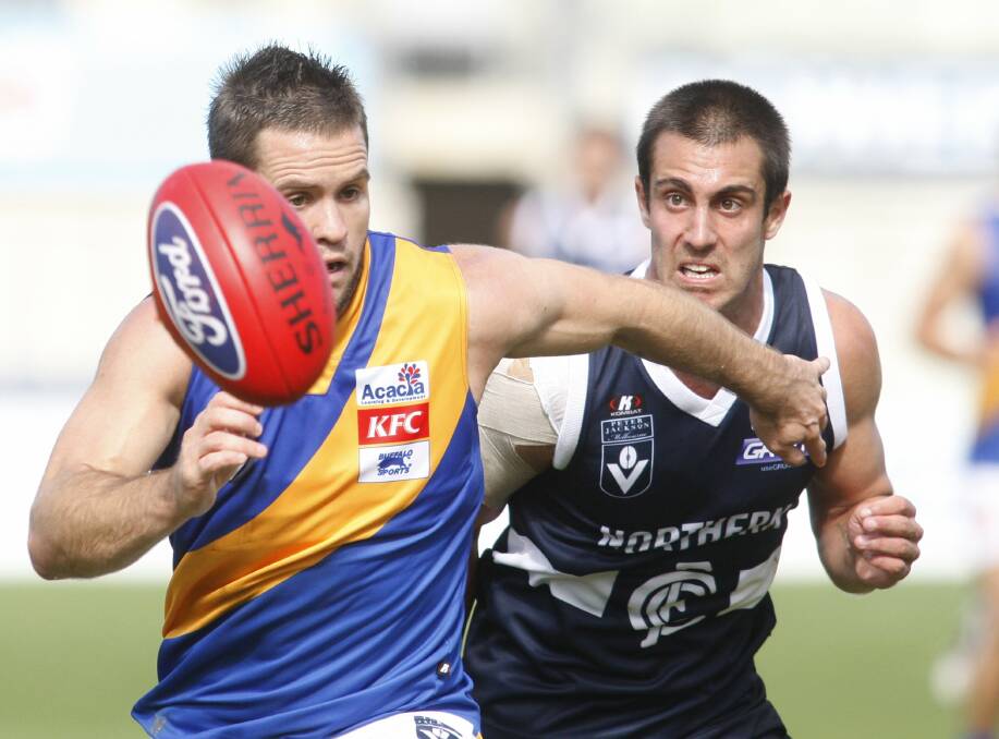 Andrew Hooper (front) playing for Williamstown in the VFL.